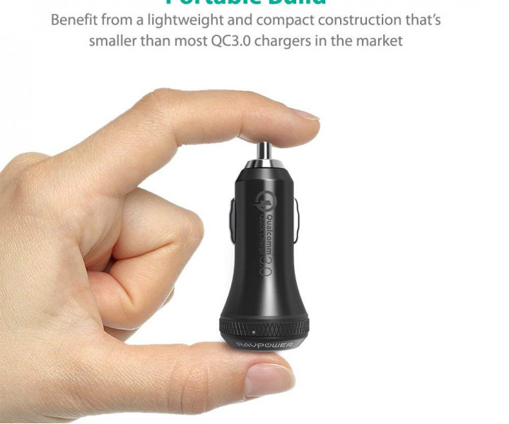 RAVPower USB Car Charger 2xUSB Qualcomm Quick Charge 3.0 36W Black (RP-VC007)